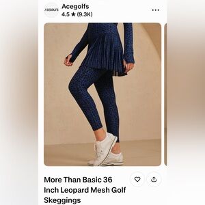 Acegolfs Blue Leopard Print High-Rise Leggings XL